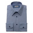 Camisa em Algodão Micro Xadrez Azul Slim Fit