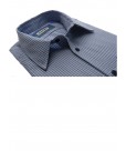 Camisa em Algodão Micro Xadrez Azul Slim Fit